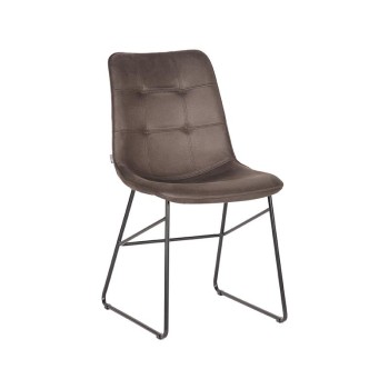 Eetkamerstoel Slim - Antraciet - Microfiber - Black Frame