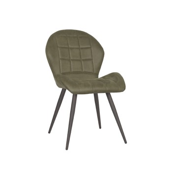 Eetkamerstoel Sil - Army green - Microfiber - Black Frame