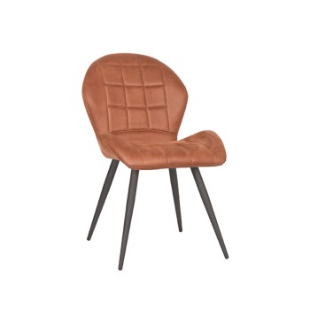 Eetkamerstoel Sil - Cognac - Microfiber - Black Frame
