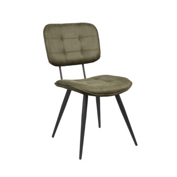Eetkamerstoel Gus - Army green - Microfiber - Black Frame
