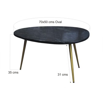 Salontafel Organic Marble Black Gold 70cm