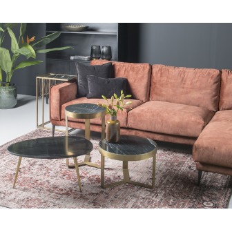 Salontafel Glennis Marble Black Gold 50 cm