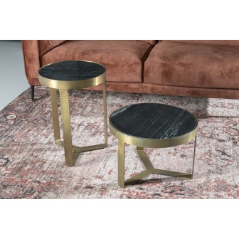 Salontafel Glennis Marble Black Gold 50 cm