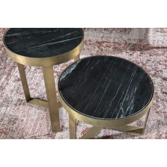 Salontafel Glennis Marble Black Gold 50 cm