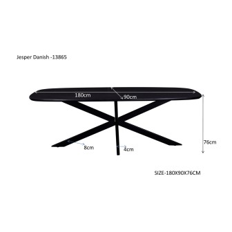 Eetkamertafel Jesper Danish Oval Black 180cm