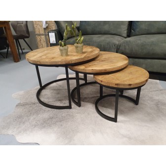 Salontafel Gelder | Set van 3 rond | Mangohout