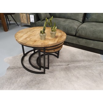 Salontafel Gelder | Set van 3 rond | Mangohout