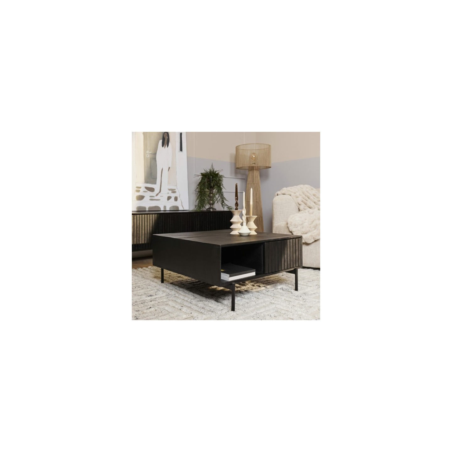 Salontafel Madison Black | 80 cm | Vierkant