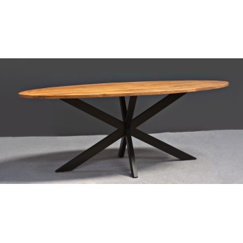 Eetkamertafel Stelvio | Ovaal | 200 x 100 x 2,5 cm | Mangohout Royal Brown