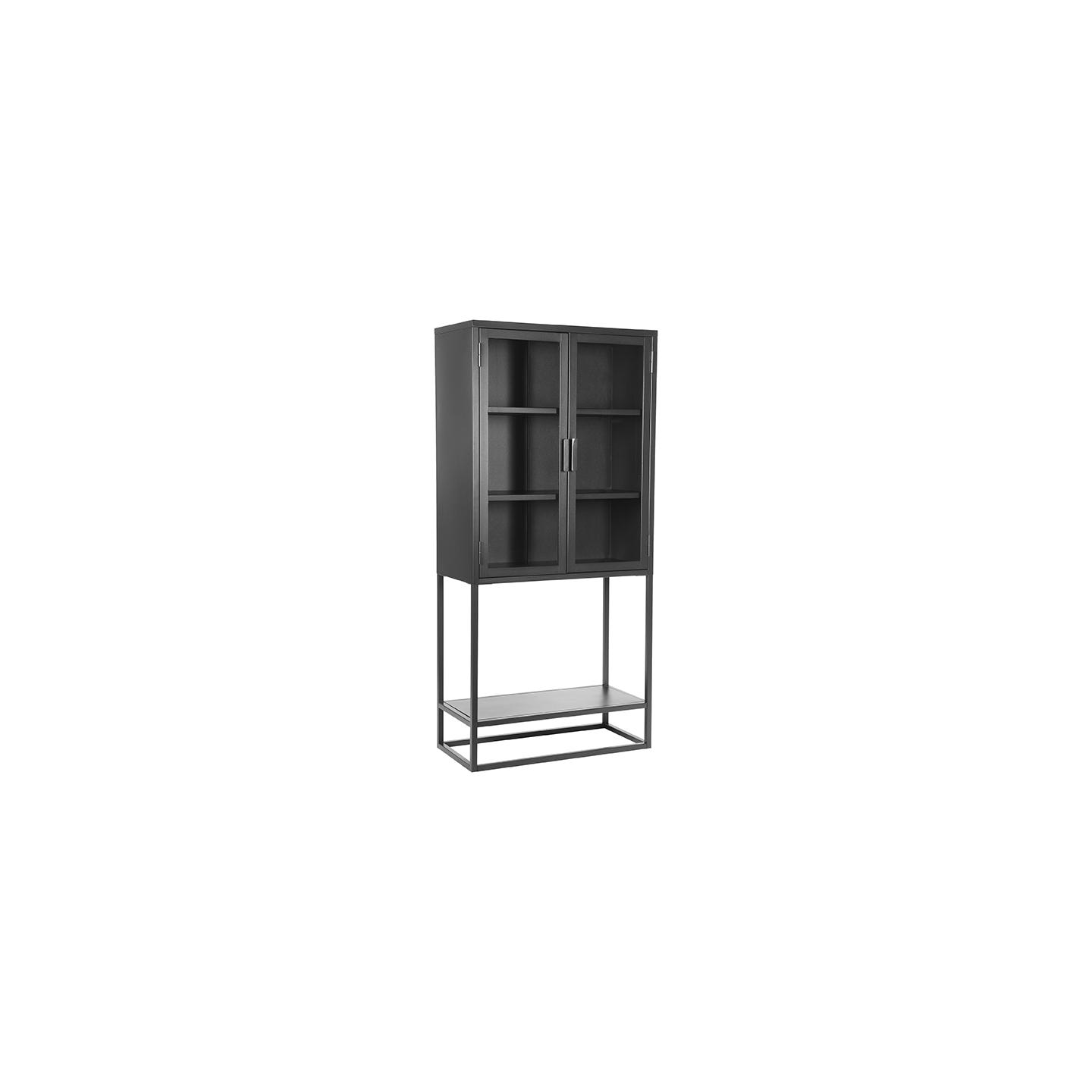 Vitrinekast Level - Zwart - Metaal - Vitrinekast 150 cm