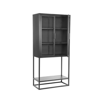 Vitrinekast Level - Zwart - Metaal - Vitrinekast 150 cm