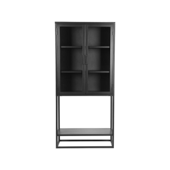 Vitrinekast Level - Zwart - Metaal - Vitrinekast 150 cm