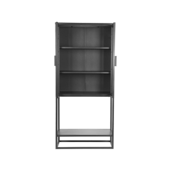 Vitrinekast Level - Zwart - Metaal - Vitrinekast 150 cm