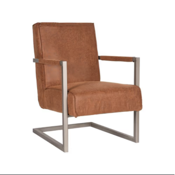 Fauteuil Quin - Cognac - Microvezel - Vintage poot