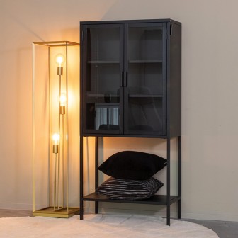 Vitrinekast Level - Zwart - Metaal - Vitrinekast 150 cm