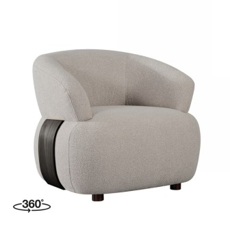 Fauteuil Valenza - Naturel - Boucle - Zwart Eiken