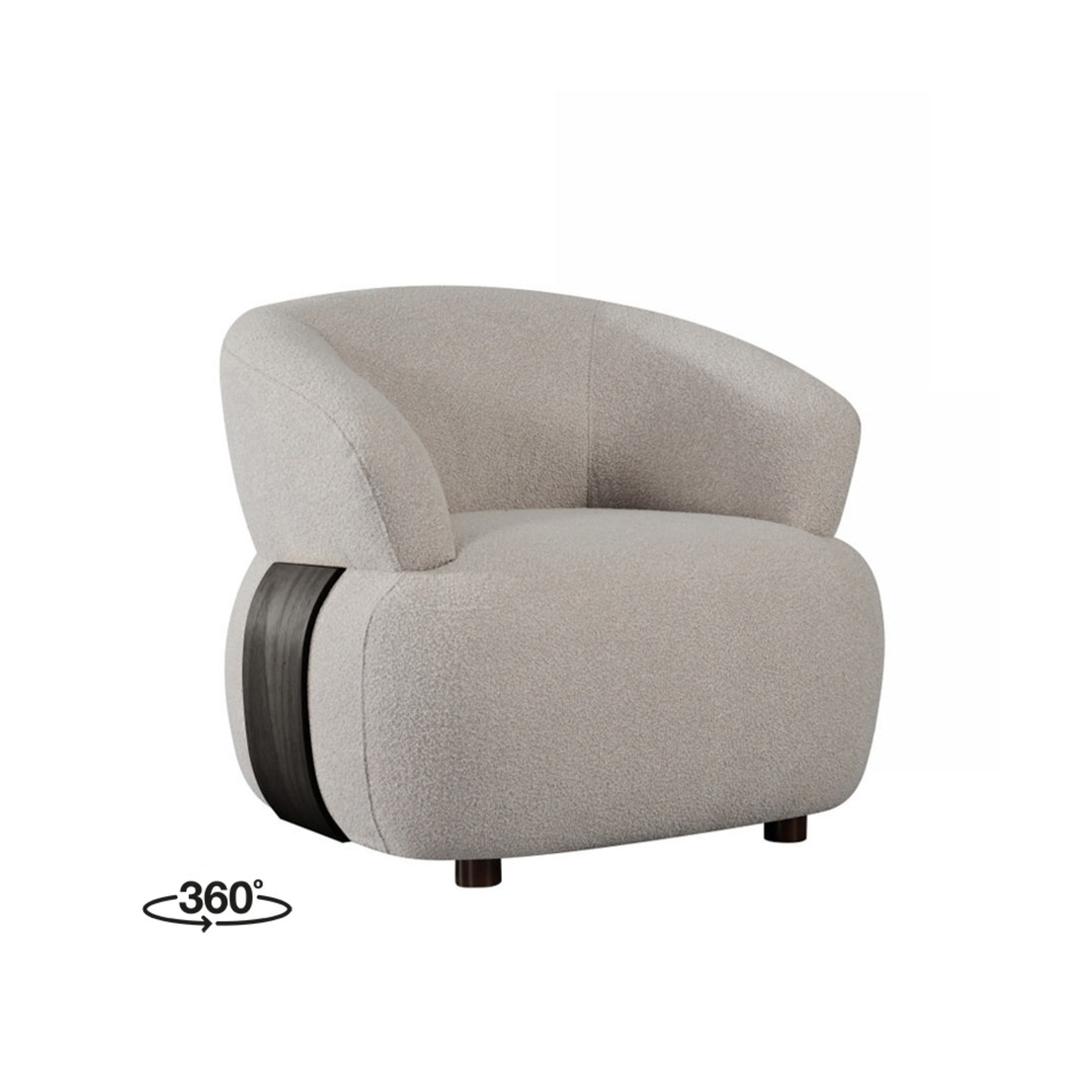 Fauteuil Valenza - Naturel - Boucle - Zwart Eiken