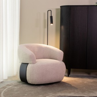 Fauteuil Valenza - Naturel - Boucle - Zwart Eiken