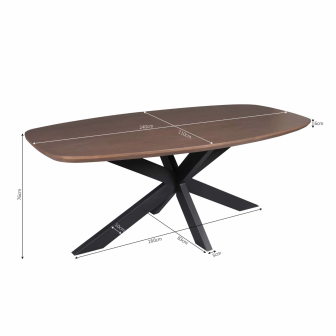 Eettafel Madison Walnut | 240 cm | Deens Ovaal | Poot Black
