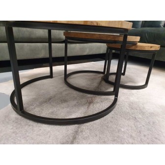 Salontafel Gelder | Set van 3 rond | Mangohout