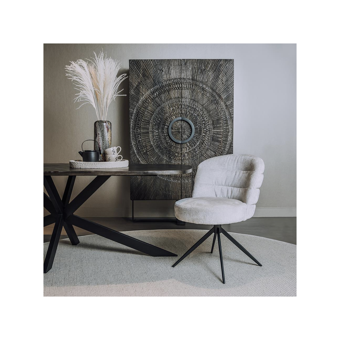 Eetkamerstoel Carro | Draaibaar | Harmony 02 almond white