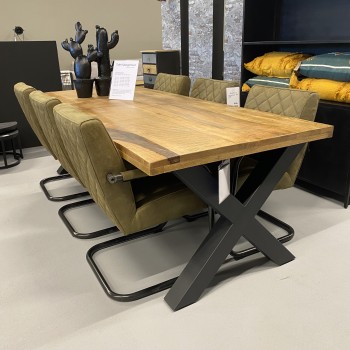 Eetkamertafel Mangohout | X-poot | 260 x 100 cm