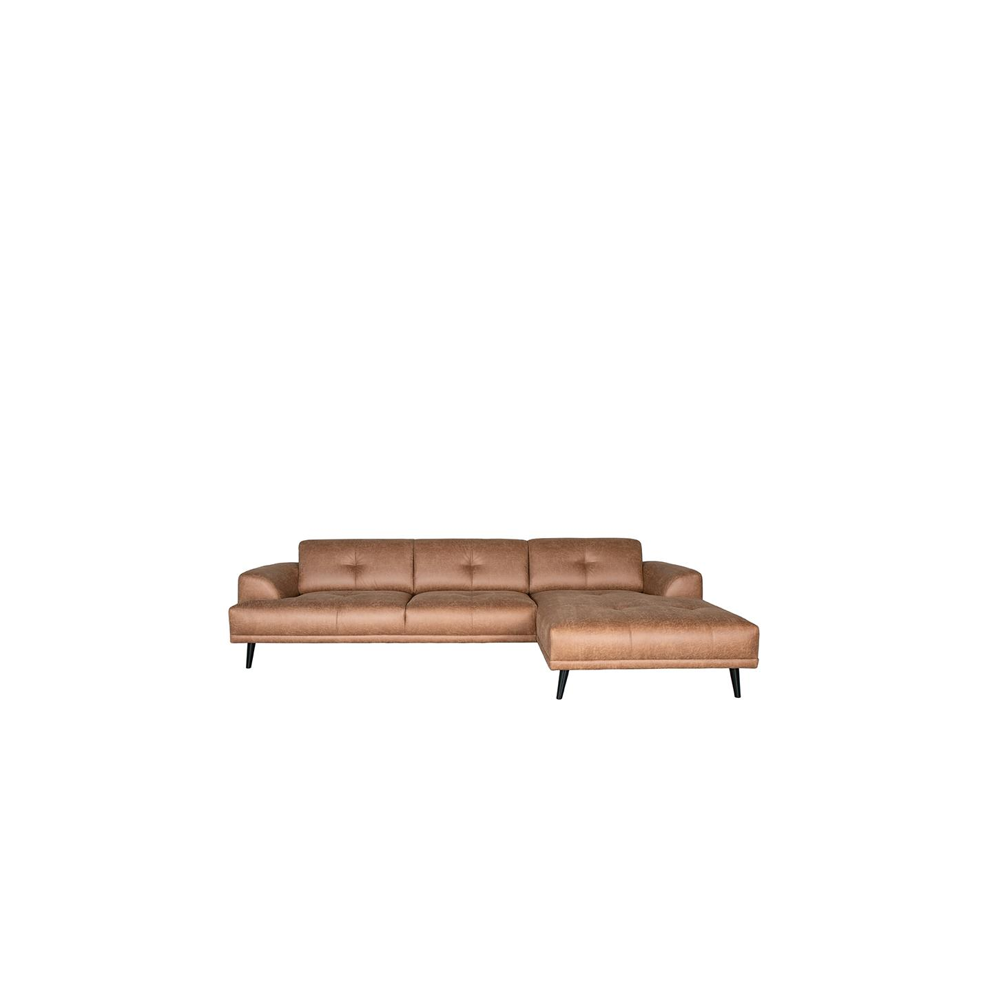 Hoekbank Salerno - Cognac - Microfiber - 2,5-Zits + Chaise Longue