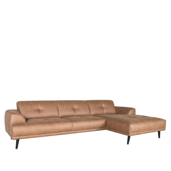 Hoekbank Salerno - Cognac - Microfiber - 2,5-Zits + Chaise Longue