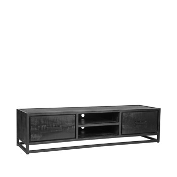 Tv-meubel Chili - Zwart - Mangohout - Tv-Meubel 160 cm