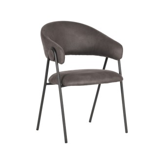 Eetkamerstoel Lowen - Antraciet - Microfiber