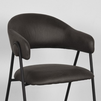 Eetkamerstoel Lowen - Antraciet - Microfiber