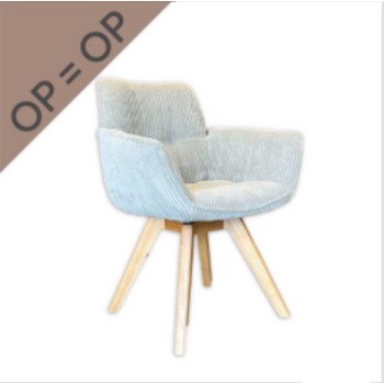 Eetkamerstoel Monte Carlo | draaipoot eiken naturel | Ribcord thyme 206