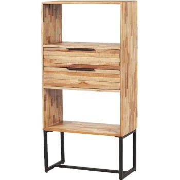 Boekenkast recycled teak | 2 lades | 60x30x120 cm