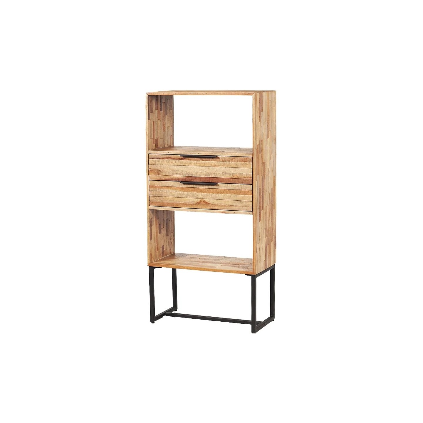 Boekenkast recycled teak | 2 lades | 60x30x120 cm