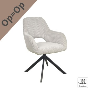 Eetkamerstoel Paris | Draaipoot metaal | Ribcord Thyme 206