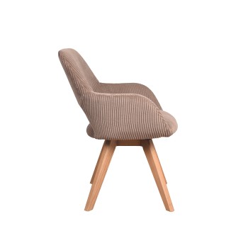 Eetkamerstoel Paris | Houten draaipoot naturel |Ribcord Mocca 13
