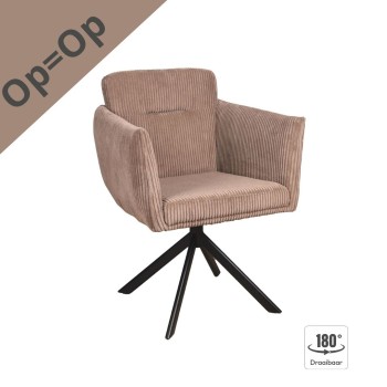 Eetkamerstoel Amstel | Draaipoot metaal | Ribcord Mocca 13