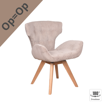 Eetkamerstoel Denmark | Houten Draaipoot |Ribcord Taupe 12