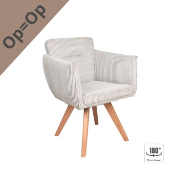 Eetkamerstoel Amstel | Houten Draaipoot | Ribcord Thyme 206