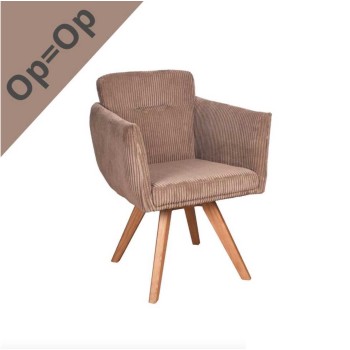 Eetkamerstoel Amstel | Houten Draaipoot | Ribcord Mocca 13