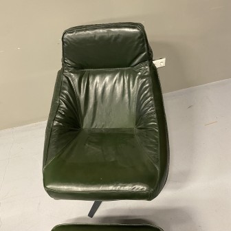 Fauteuil Derek | Groen | Leder | Voetenbankje