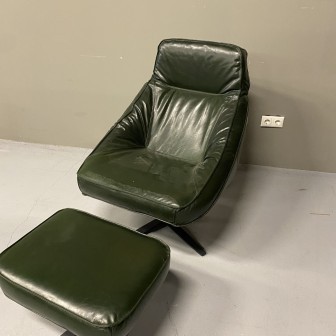 Fauteuil Derek | Groen | Leder | Voetenbankje