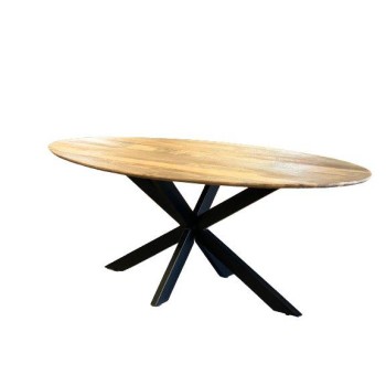 Eetkamertafel Duin | Ovaal 180  x 90 x 77 cm | Verjongd blad | Spinpoot 