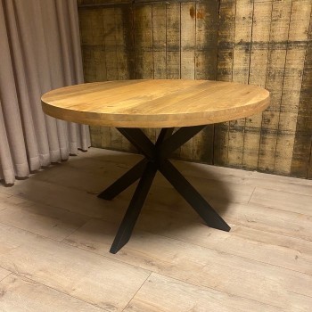 Eetkamertafel Sano Rond | 140 x 140 x 6 cm | Mangohout Royal Brown