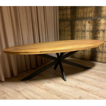 Eetkamertafel Soviano | Ovaal | 220 x 100 x 5.5cm | Mangohout Royal Brown