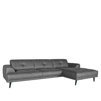 Hoekbank Salerno - Antraciet - Microfiber - 2,5-Zits + Chaise Longue
