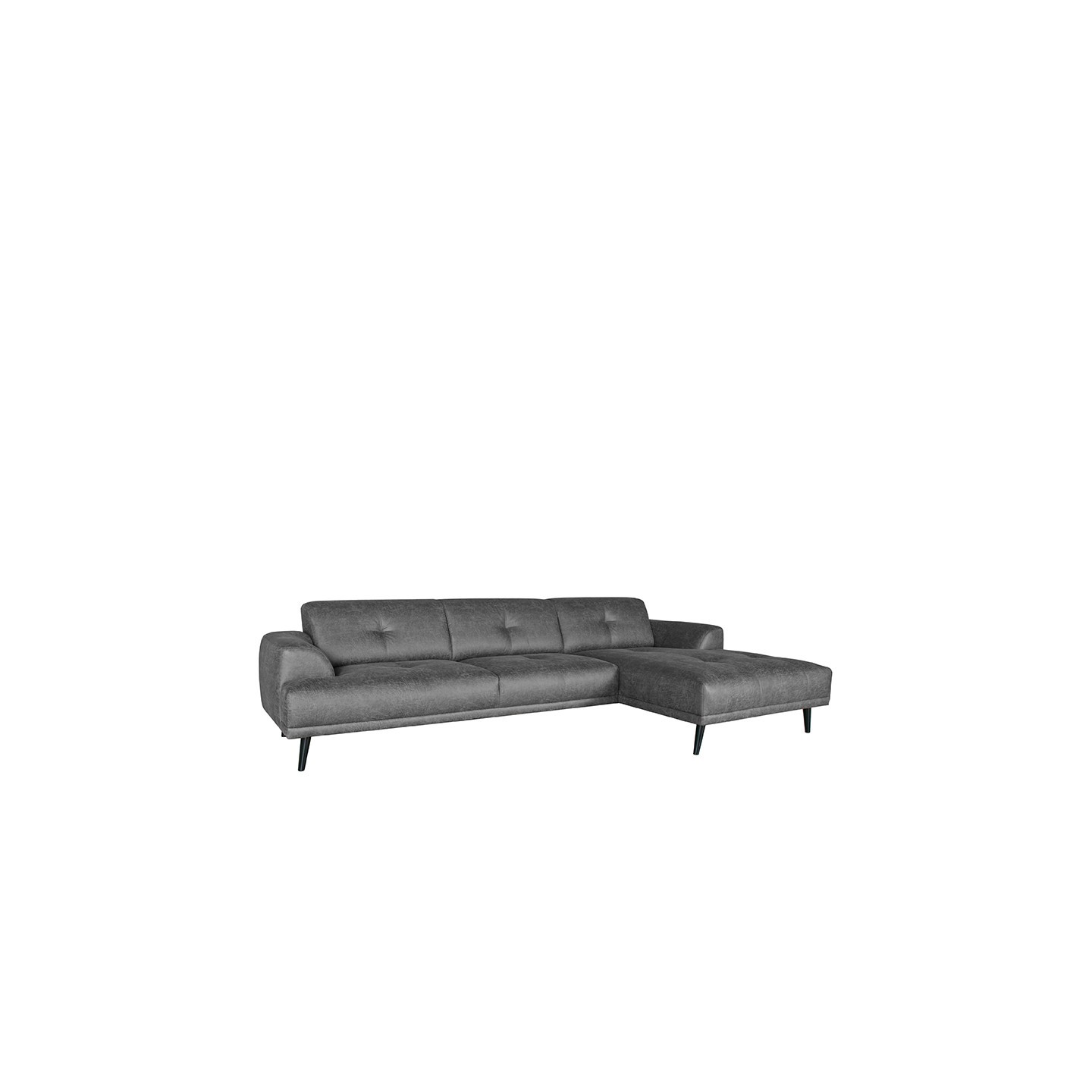 Hoekbank Salerno - Antraciet - Microfiber - 2,5-Zits + Chaise Longue