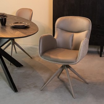 Eetkamerstoel Lasse - Forest - Microfiber - Taupe Frame