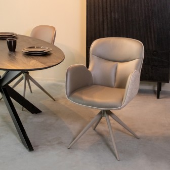 Eetkamerstoel Lasse - Forest - Microfiber - Taupe Frame