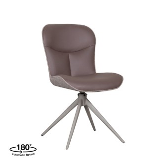 Eetkamerstoel Thorben - Bruin - Microfiber - Taupe Frame